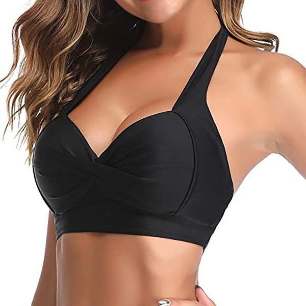 women's swimwear fashion multi color swimsuit halter ruched high waist bikini bikinis 2021 mujer, White;black
women's swimwear fashion multi color swimsuit halter ruched high waist bikini bikinis 2021 mujer, White;black