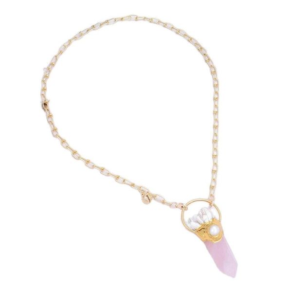 pendant necklaces jk 23'' natural rose quartzs point necklace biwa pearl chain for women, Silver
pendant necklaces jk 23'' natural rose quartzs point necklace biwa pearl chain for women, Silver