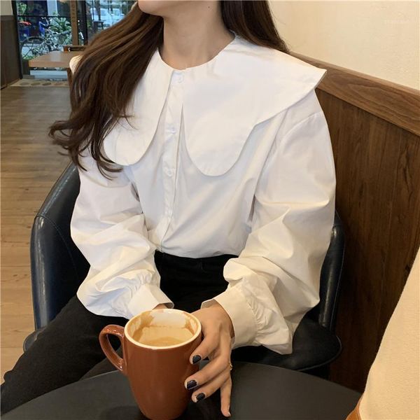 women's blouses & shirts blouse women 2021 spring office lady's doll collar single-breasted solid color shirt large lapel loose fe, White
women's blouses & shirts blouse women 2021 spring office lady's doll collar single-breasted solid color shirt large lapel loose fe, White