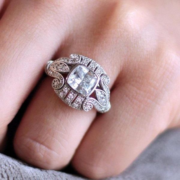 vintage carving pattern silver plated ring square white cubic zircon stone rings for women ethnic wedding banquet jewelry gifts, Slivery;golden
vintage carving pattern silver plated ring square white cubic zircon stone rings for women ethnic wedding banquet jewelry gifts, Slivery;golden