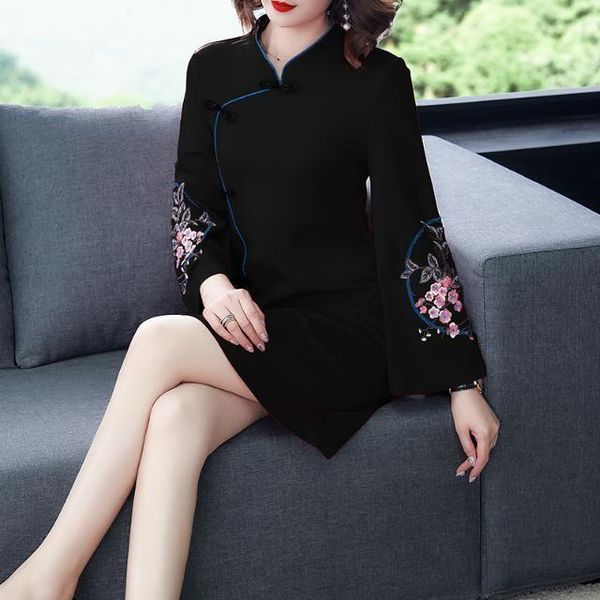 casual dresses 2021 spring improved cheongsam female ancient hanfu retro chinese style dress floral party women mh74, Black;gray
casual dresses 2021 spring improved cheongsam female ancient hanfu retro chinese style dress floral party women mh74, Black;gray