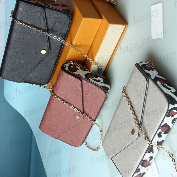 woman shoulder bags fashion leopard grain printed flower wallets for men lady genuine leather chain crossbody bag card holder purse with box 
woman shoulder bags fashion leopard grain printed flower wallets for men lady genuine leather chain crossbody bag card holder purse with box