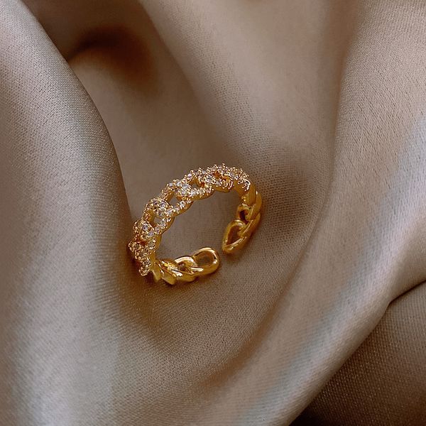 ring japanese and korean style simple twist full diamond chain opening fashion luxury popular department store accessories, Silver
ring japanese and korean style simple twist full diamond chain opening fashion luxury popular department store accessories, Silver