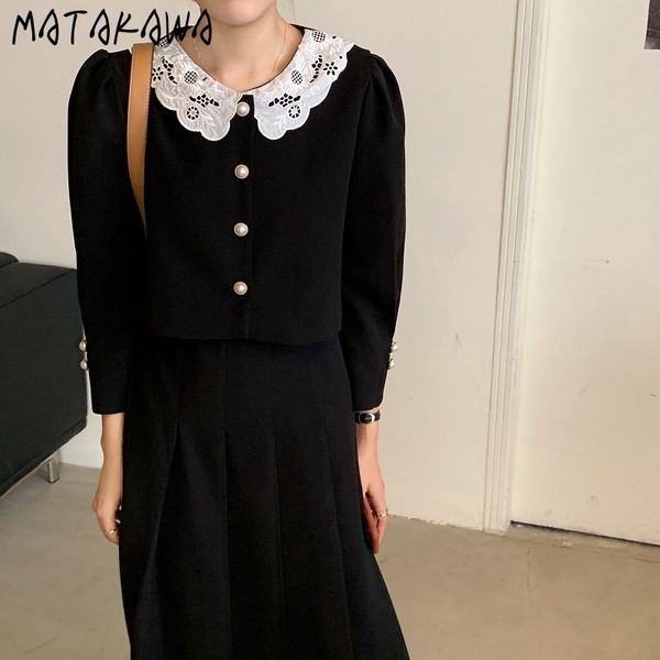 french woman blazer lace o-neck pearl button short suit coat single breasted puff sleeve jacket for women 210506, White;black
french woman blazer lace o-neck pearl button short suit coat single breasted puff sleeve jacket for women 210506, White;black