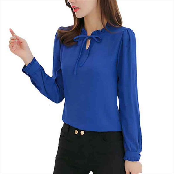 spring blue long sleeve women shirt stand collar bow elegant ladies chiffon blouse fashion office work wear, White
spring blue long sleeve women shirt stand collar bow elegant ladies chiffon blouse fashion office work wear, White