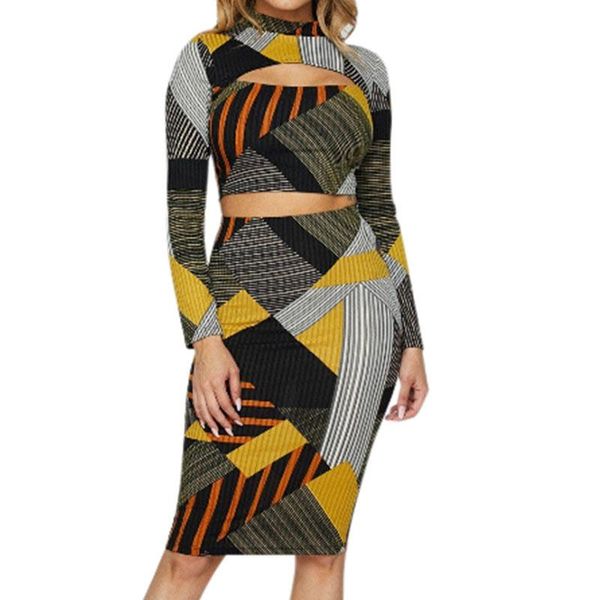 women's two piece pants dress set stand collar long-sleeve crop and skirt printed pieces b11dr969, White
women's two piece pants dress set stand collar long-sleeve crop and skirt printed pieces b11dr969, White