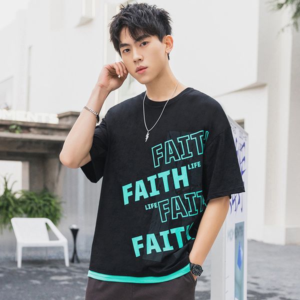 mens t shirts casual tide half sleeve fake two-piece letter printing loose clothes, White;black
mens t shirts casual tide half sleeve fake two-piece letter printing loose clothes, White;black