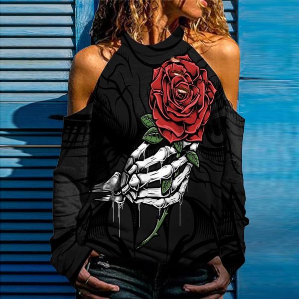 women's blouses & shirts 40# off shoulder halloween ghost print long sleeve o-neck ladies elegant streetwear blouse, White
women's blouses & shirts 40# off shoulder halloween ghost print long sleeve o-neck ladies elegant streetwear blouse, White