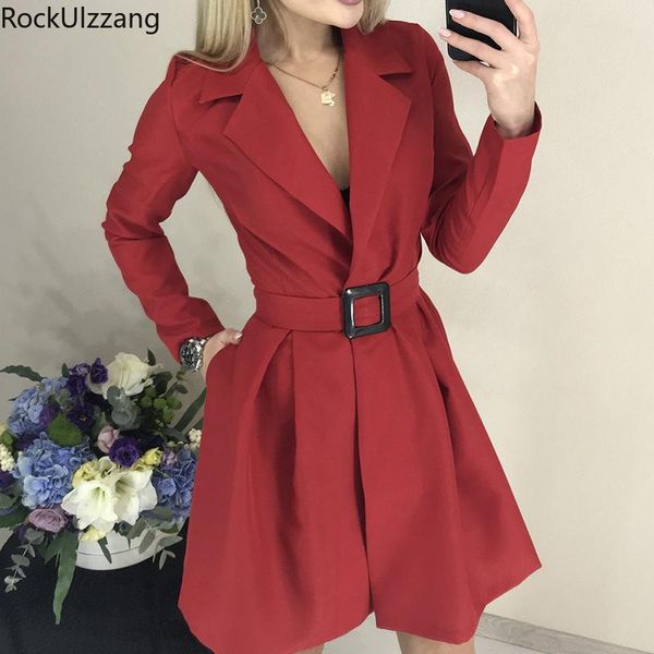 autumn spring blazer lapel v-neck long sleeve elegant office work pocket dress with belt party solid black green red plus casual dresse, Black;gray
autumn spring blazer lapel v-neck long sleeve elegant office work pocket dress with belt party solid black green red plus casual dresse, Black;gray