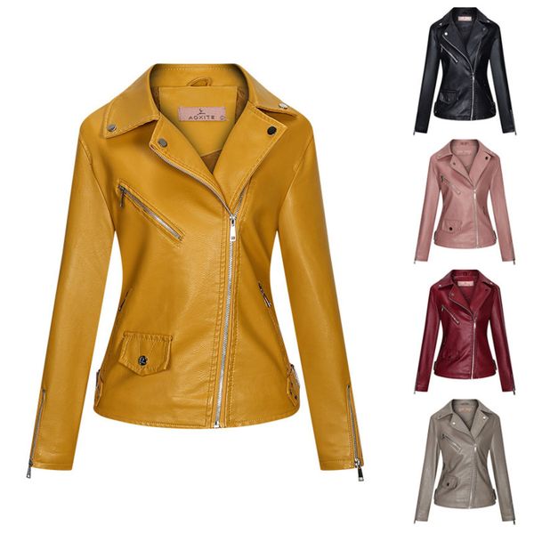 2021 autumn winter new temperament women's coat pu lapel zipper slim fit et leather wo, Black;brown
2021 autumn winter new temperament women's coat pu lapel zipper slim fit et leather wo, Black;brown