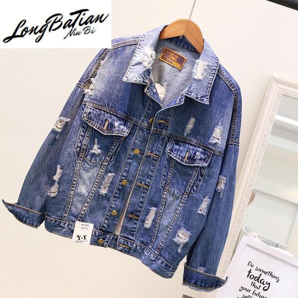 women's jackets harajuku denim women holes print jacket 2021 spring autumn female loose long sleeve jeans coat outwear streetwear, Black;brown
women's jackets harajuku denim women holes print jacket 2021 spring autumn female loose long sleeve jeans coat outwear streetwear, Black;brown