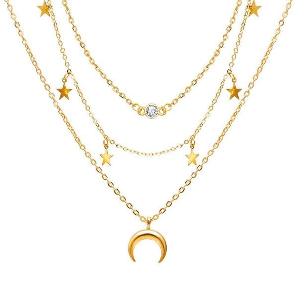pendant necklaces luxury necklace female tide net red clavicle chain creative simple personality star moon multi-layer, Silver
pendant necklaces luxury necklace female tide net red clavicle chain creative simple personality star moon multi-layer, Silver