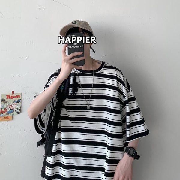 men's t-shirts cotton men t shirt striped short sleeve o neck europe style harajuku hip korean fashion vintage couple clothes streetwea, White;black 
men's t-shirts cotton men t shirt striped short sleeve o neck europe style harajuku hip korean fashion vintage couple clothes streetwea, White;black