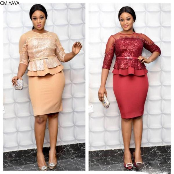 two piece dress women bodycon midi skirt set sequins lace splicing skirts suit bandage o-neck outfits plus size, White
two piece dress women bodycon midi skirt set sequins lace splicing skirts suit bandage o-neck outfits plus size, White