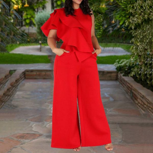 women's jumpsuits & rompers plain ruffles wide legs full length office lady elegant 2021 sleeveless loose female black red long, Black;white
women's jumpsuits & rompers plain ruffles wide legs full length office lady elegant 2021 sleeveless loose female black red long, Black;white