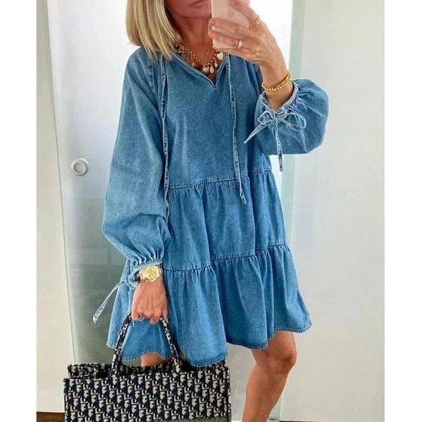 casual dresses lugentolo denim dress women long sleeve solid 2021 summer fashion big swing high waist v-neck loose midi, Black;gray
casual dresses lugentolo denim dress women long sleeve solid 2021 summer fashion big swing high waist v-neck loose midi, Black;gray
