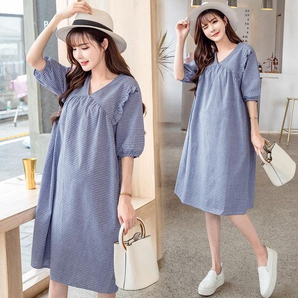 maternity dresses fashion clothing pregnancy dress plaid loose v-neck elegant for pregnant women, White
maternity dresses fashion clothing pregnancy dress plaid loose v-neck elegant for pregnant women, White