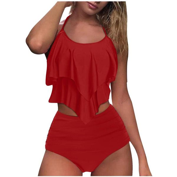 women's halter swimwear high breast contrast gradient split bikini set ruffle two piece swimsuit strappy tankini biquini, White;black
women's halter swimwear high breast contrast gradient split bikini set ruffle two piece swimsuit strappy tankini biquini, White;black