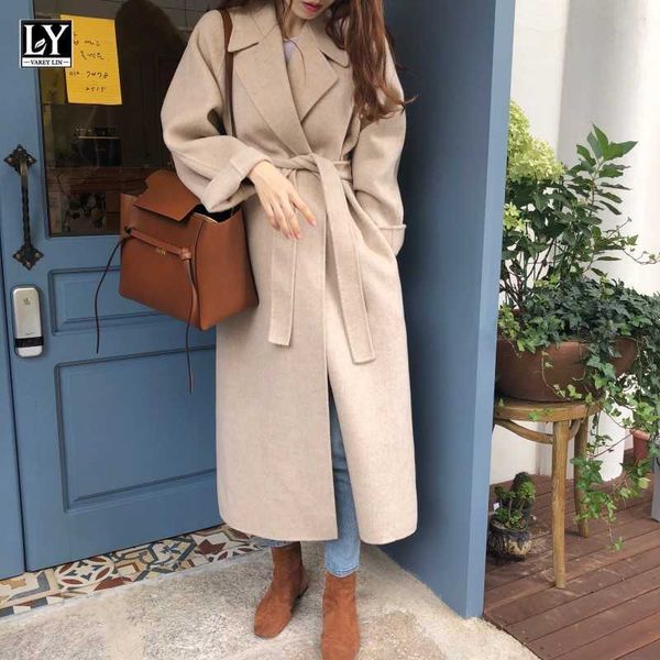ly varey lin spring women vintage solid warm outwear empire slim coat with belt elegant turn-down collar woolen long 210526, Black
ly varey lin spring women vintage solid warm outwear empire slim coat with belt elegant turn-down collar woolen long 210526, Black