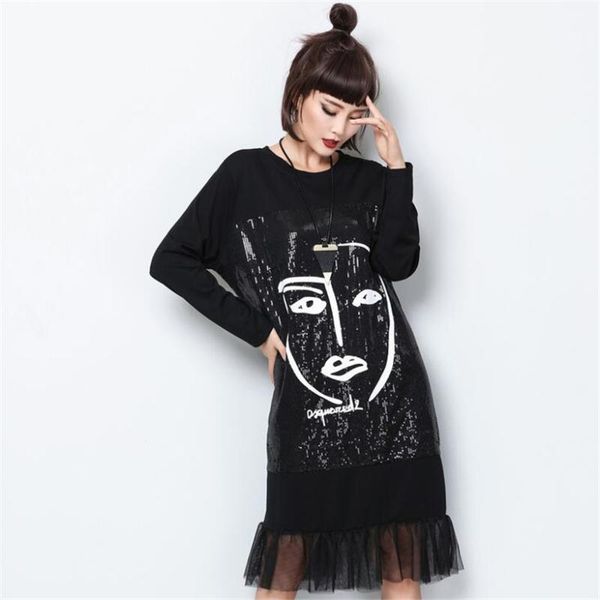 casual dresses women autumn dress cartoon head portrait sequins printed long sleeve loose street rock fashion female, Black;gray
casual dresses women autumn dress cartoon head portrait sequins printed long sleeve loose street rock fashion female, Black;gray