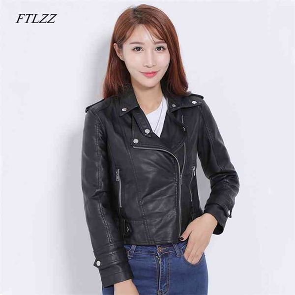 female design spring autumn pu leather jacket faux soft coat slim black rivet zipper motorcycle jackets 210430
female design spring autumn pu leather jacket faux soft coat slim black rivet zipper motorcycle jackets 210430
