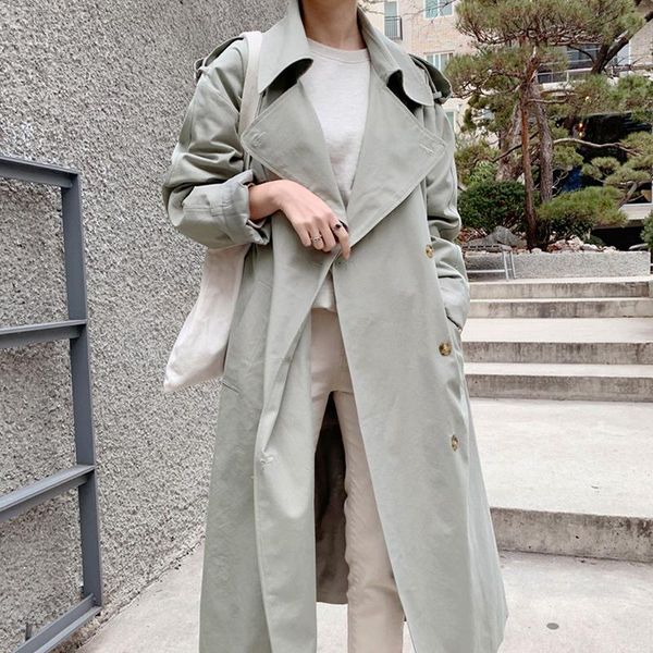 women's trench coats windbreaker 2021 autumn korean loose thin outwear female fashion double breasked long sleeve casual coat, Tan;black
women's trench coats windbreaker 2021 autumn korean loose thin outwear female fashion double breasked long sleeve casual coat, Tan;black