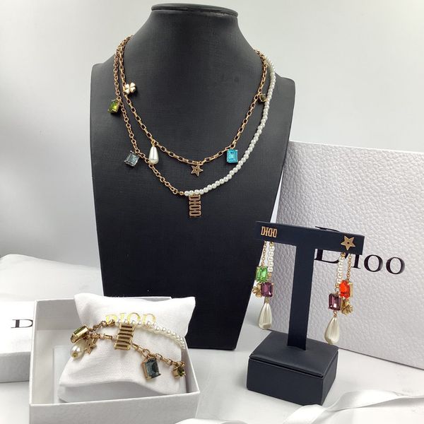 design jewelry new letter color diamond net red star same fashion bracelet necklace earrings female, Golden
design jewelry new letter color diamond net red star same fashion bracelet necklace earrings female, Golden