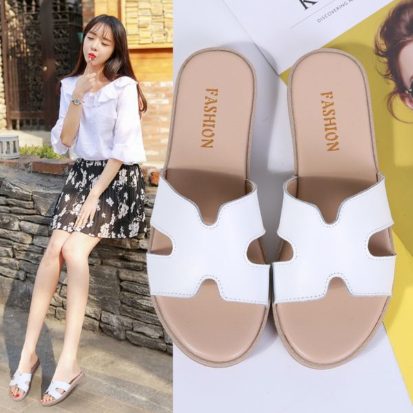 summer genuine leather upper women flat sandals white home slippers for female soft rubber sole women slides zapatillas de mujer, Black
summer genuine leather upper women flat sandals white home slippers for female soft rubber sole women slides zapatillas de mujer, Black