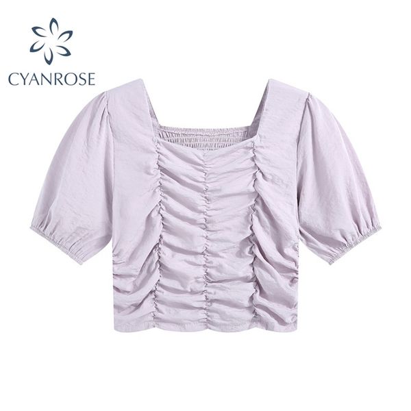 women's solid draped crop blouses shirts retro square collar korean summer elegant ins e-girl ulzzang blusas 210430, White
women's solid draped crop blouses shirts retro square collar korean summer elegant ins e-girl ulzzang blusas 210430, White