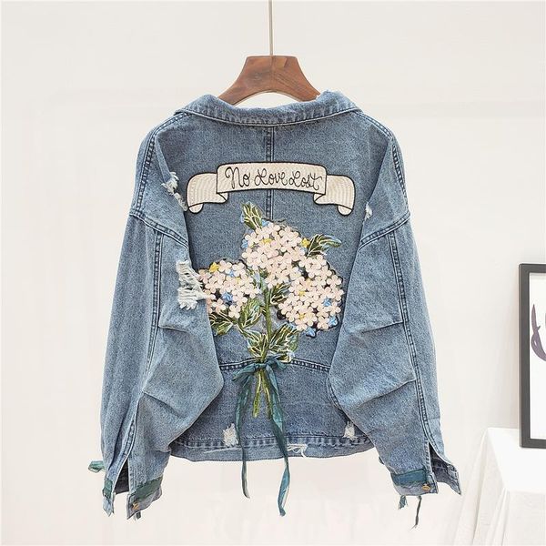 women's jackets fashion embroidery holes denim women student outerwear harajuku big size loose long sleeve short jeans coat female, Black;brown
women's jackets fashion embroidery holes denim women student outerwear harajuku big size loose long sleeve short jeans coat female, Black;brown