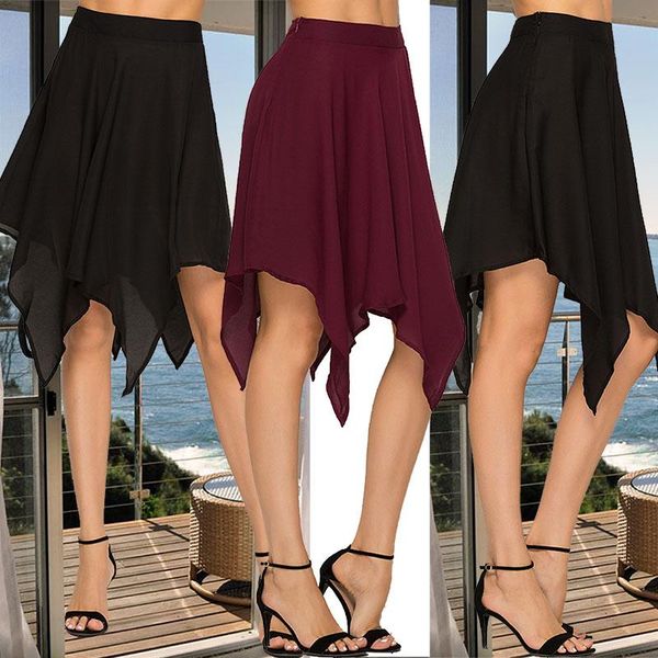 female irregular hem slim skirt chiffon summer autumn skirts womens midi knee length korean elegant high waist, Black
female irregular hem slim skirt chiffon summer autumn skirts womens midi knee length korean elegant high waist, Black