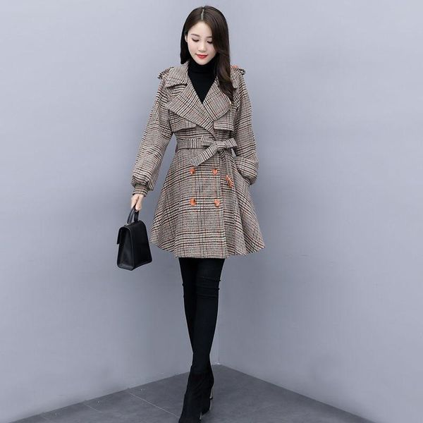 women's wool & blends 2022 spring and autumn woman woolen coat female long large size thick outerwear ladies jacket slim clothing a166, Black
women's wool & blends 2022 spring and autumn woman woolen coat female long large size thick outerwear ladies jacket slim clothing a166, Black