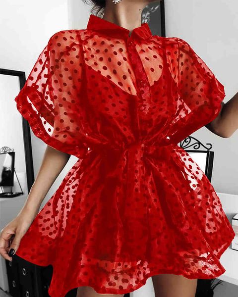 a line polka dot print mesh bandage mini black elegant lady turn-down collar shirt party red summer women short sleeve es, Black;gray
a line polka dot print mesh bandage mini black elegant lady turn-down collar shirt party red summer women short sleeve es, Black;gray