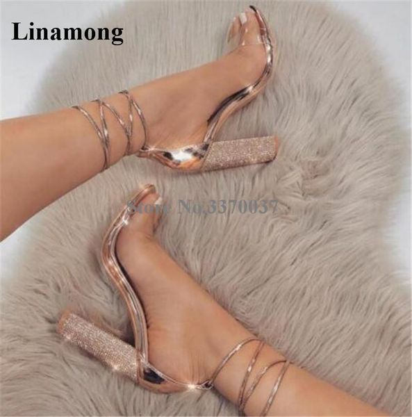 women fashion open toe pvc straps bling champagne gold chunky heels sandals lace-up rose rhinestone high heel, Black
women fashion open toe pvc straps bling champagne gold chunky heels sandals lace-up rose rhinestone high heel, Black