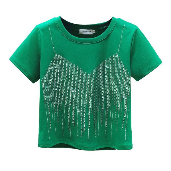 women's t-shirt summer 2021 fashion short-sleeve for women casual personality diamonds female t2613, White
women's t-shirt summer 2021 fashion short-sleeve for women casual personality diamonds female t2613, White