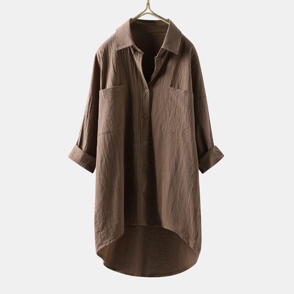 women's blouses & shirts cotton linen blouse 2021 fall winter women solid color shirt cardigan double pocket long sleeve ol, White
women's blouses & shirts cotton linen blouse 2021 fall winter women solid color shirt cardigan double pocket long sleeve ol, White