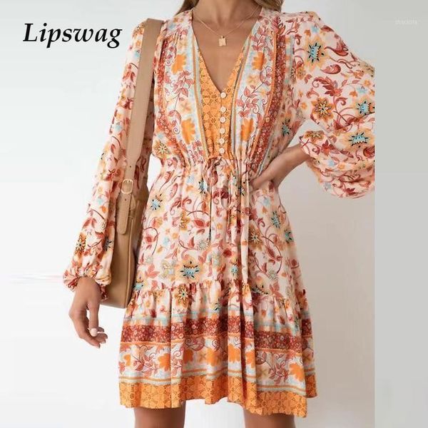 casual dresses autumn long flare sleeve women dress bohemia print vintage mini deep v neck belt drawstring button robe, Black;gray
casual dresses autumn long flare sleeve women dress bohemia print vintage mini deep v neck belt drawstring button robe, Black;gray