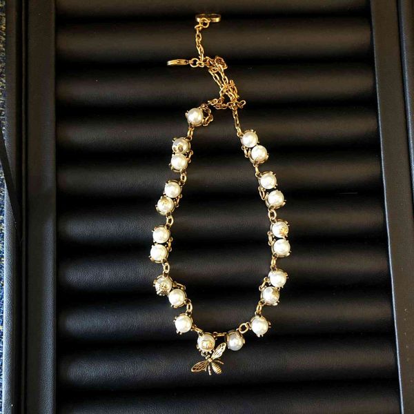 d signature bee pearl neckchain necklace female branded net red high version bracelet earrings, Silver
d signature bee pearl neckchain necklace female branded net red high version bracelet earrings, Silver