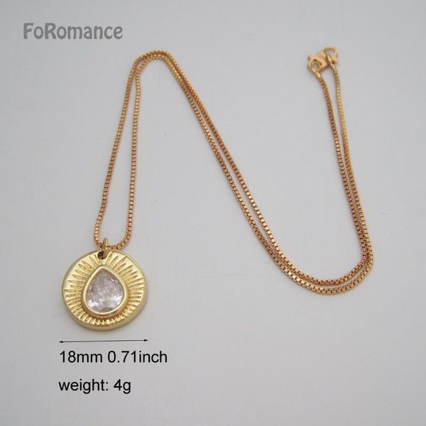 pendant necklaces foromance yellow gold plated gp 45cm box chain & evil eye round shape with water drop cz stones dia 18mm 0.71inch, Silver
pendant necklaces foromance yellow gold plated gp 45cm box chain & evil eye round shape with water drop cz stones dia 18mm 0.71inch, Silver