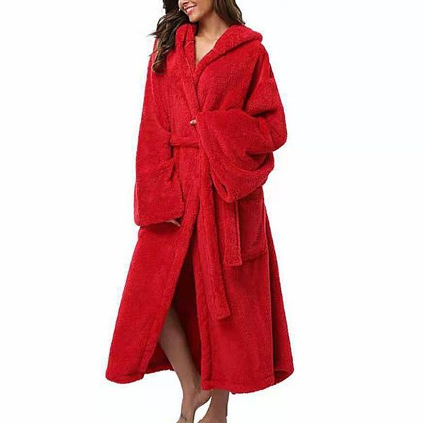 women's sleepwear 50% s women hooded double-sided plush long robe with pocket bathrobe nightgown pajamas, Black;red
women's sleepwear 50% s women hooded double-sided plush long robe with pocket bathrobe nightgown pajamas, Black;red