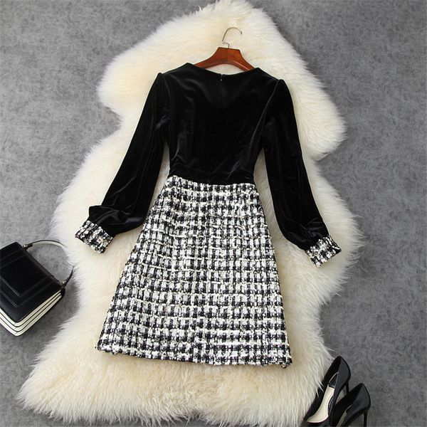 dress runway fashion autumn beading tweed velvet in wool by women dressed up party femme robe, Black;gray
dress runway fashion autumn beading tweed velvet in wool by women dressed up party femme robe, Black;gray