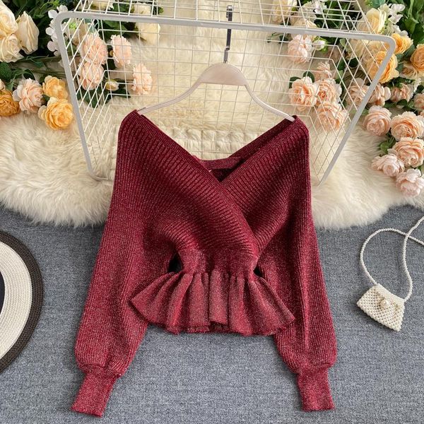 autumn women shiny knitting blouse solid long sleeve v neck korean elegant elastic ruffle knitted blouses 2021 women's & shirts, White
autumn women shiny knitting blouse solid long sleeve v neck korean elegant elastic ruffle knitted blouses 2021 women's & shirts, White