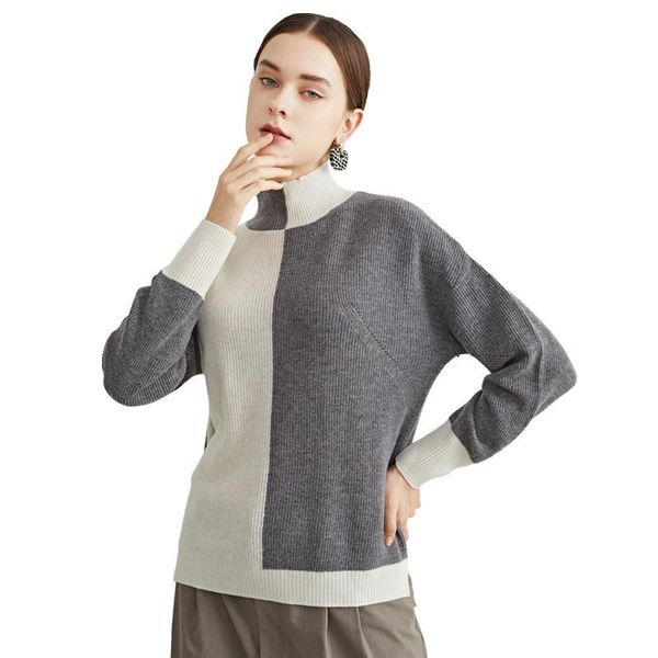 women's sweaters contrast color 100% wool sweater loose and warm turtleneck 2021 autumn winter versatile pullover, White;black
women's sweaters contrast color 100% wool sweater loose and warm turtleneck 2021 autumn winter versatile pullover, White;black