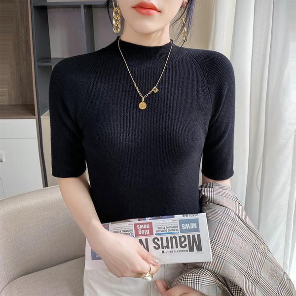 women's sweaters half sleeve autumn women slim fit tight bottoming shirt middle neck sweater jersey jumper pullover ladies elegant turt, White;black
women's sweaters half sleeve autumn women slim fit tight bottoming shirt middle neck sweater jersey jumper pullover ladies elegant turt, White;black