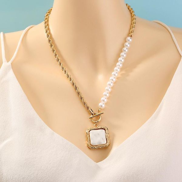 pendant necklaces vintage square pearl punk style imitation pearls necklace gold color chunky chain on the neck party jewelry, Silver
pendant necklaces vintage square pearl punk style imitation pearls necklace gold color chunky chain on the neck party jewelry, Silver