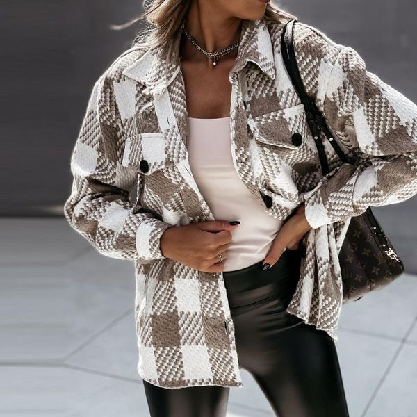 women's jackets women autumn and winter jacket 2021 lapel plaid button patchwork pocket long sleeve casual office lady woolen female, Black;brown
women's jackets women autumn and winter jacket 2021 lapel plaid button patchwork pocket long sleeve casual office lady woolen female, Black;brown