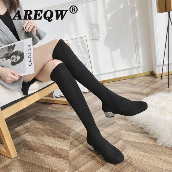 boots 2022 fashion women sock pointed toe chunky heel woman's over the knee flock solid color ladies shoe weave autumn, Black
boots 2022 fashion women sock pointed toe chunky heel woman's over the knee flock solid color ladies shoe weave autumn, Black