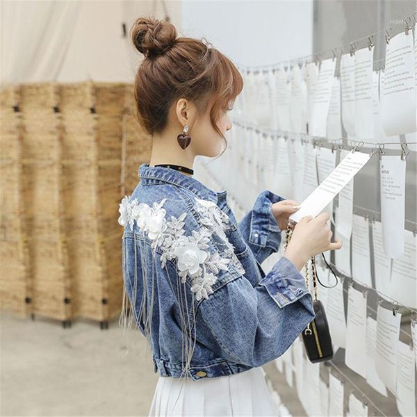women's jackets women casual jacket loose bat sleeve denim short coat three-dimensional flower embroidery chain tassel female spring a, Black;brown
women's jackets women casual jacket loose bat sleeve denim short coat three-dimensional flower embroidery chain tassel female spring a, Black;brown