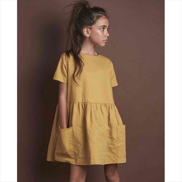 fashion cotton linen summer girl dress yellow casual short sleeve kids holiday with pockets tz20, Red;yellow
fashion cotton linen summer girl dress yellow casual short sleeve kids holiday with pockets tz20, Red;yellow