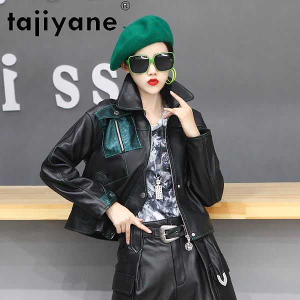women's leather & faux genuine jacket women real sheepskin coat woman clothes contrast cuero genuino tn1739, Black
women's leather & faux genuine jacket women real sheepskin coat woman clothes contrast cuero genuino tn1739, Black